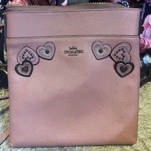 Purple coach heart crossbody purse